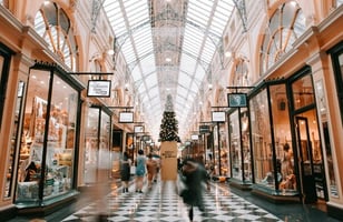 fancy shopping mall decorated for christmas